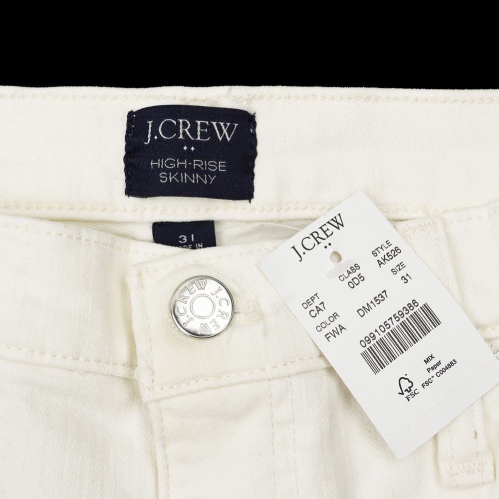 New JCREW Size 31 9" High-Rise Skinny Jean in White Denim AK526 - Picture 4 of 4